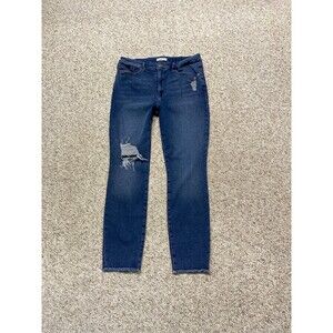 12/31 Good American High-Rise Good Legs Crop Skinny Distressed Raw Hem Blue521